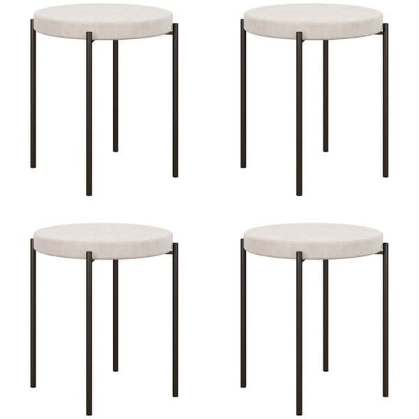 Rootz stapelbara matsalsstolar i sammet Set med 4 - Kökspallar - Elegant kräm - Mjuk stoppning - Utrymmesbesparande design - 41,5 cm x 41,5 cm x 46 cm
