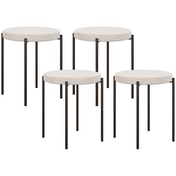 Rootz stabelbare fløjl spisestuestole Sæt med 4 - Køkkenskamler - Elegant creme - Blød polstring - Pladsbesparende design - 41,5 cm x 41,5 cm x 46 cm