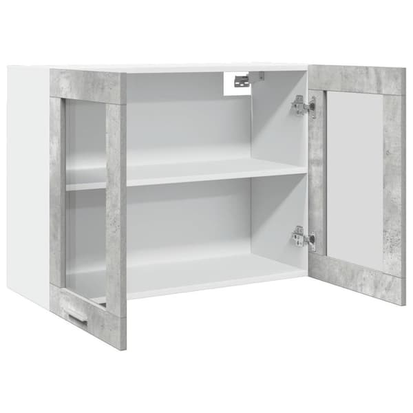 væghængt glasskab 80x31x60 cm betongrå