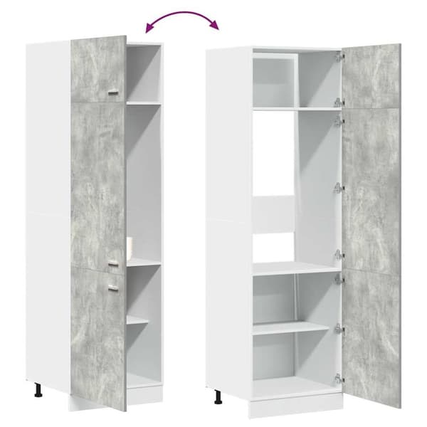 indbygningsskab til køl 60x57x207 cm konstrueret træ betongrå