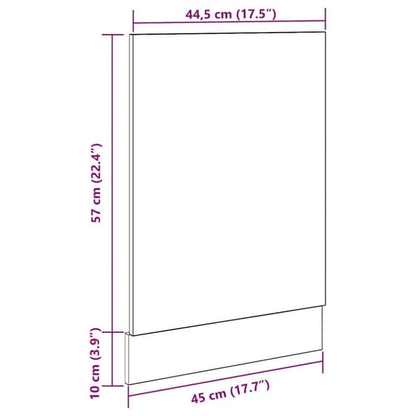 Front för diskmaskin åldrat trä 45x3x67 cm konstruerat trä