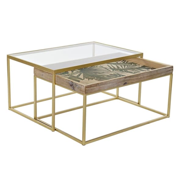 Soffbord DKD Home Decor Gyllene Naturell 90 x 60 x 45 cm