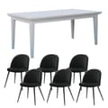 Miniatyrbilde 1 av 10: Venedig spisegruppe bord hvit 95x180/276 med 2 stk. tilleggsplater 6 stoler velour svart.