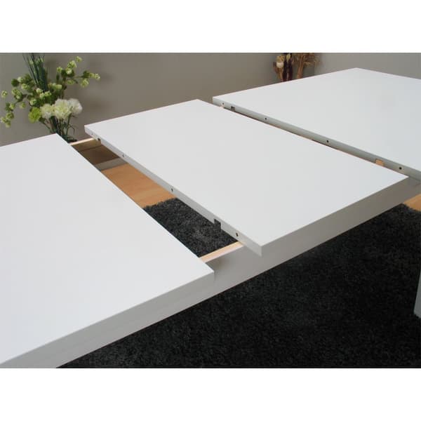 Venedig spisegruppe bord hvit 95x180/276 med 2 stk. tilleggsplater 6 stoler fløyel beige.