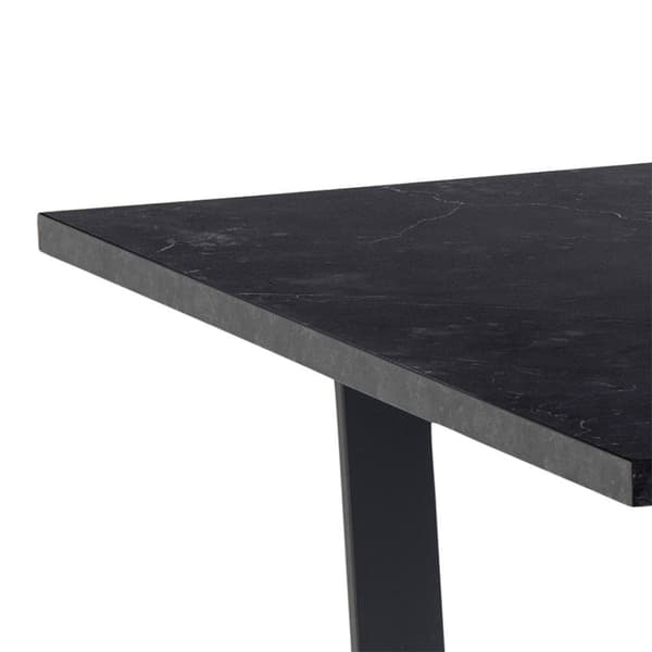 Tilst matgrupp matbord svart marmortryck 90x160 4 stolar velour svart.