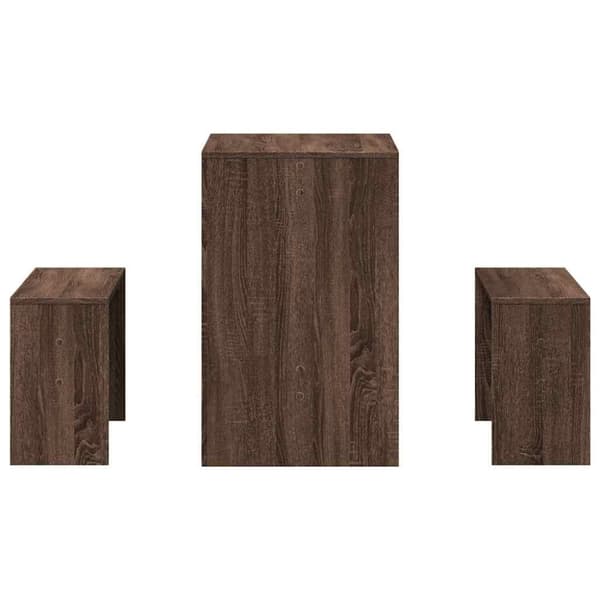 vidaXL Sett med spisebord og benker 3 deler brun eik konstruert tre