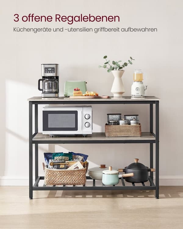 Rootz Industrial Keittiöhylly - Säilytysteline - Hyllyyksikkö - Lastulevy Teräs - 60cm x 120cm x 90cm - Greige Black - Kantavuus 30kg
