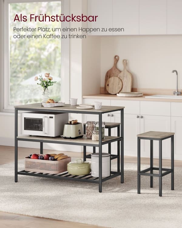 Rootz Industrial Keittiöhylly - Säilytysteline - Hyllyyksikkö - Lastulevy Teräs - 60cm x 120cm x 90cm - Greige Black - Kantavuus 30kg