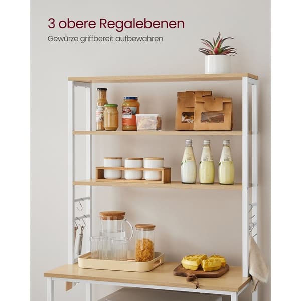 Rootz køkkenhylde med 6 hylder og 6 kroge - Pantry-stativ - Opbevaringsorganisator - Spånplader og stål - 40 cm x 80 cm x 167 cm