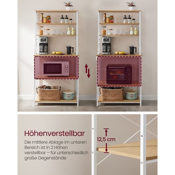 Rootz køkkenhylde med 6 hylder og 6 kroge - Pantry-stativ - Opbevaringsorganisator - Spånplader og stål - 40 cm x 80 cm x 167 cm