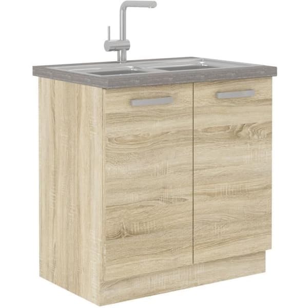 LASSEN Köksunderdel under diskbänk L 80 cm - Sonoma ljus ekdekor