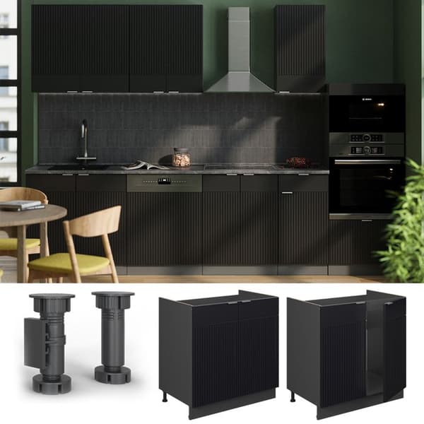 Fame-Line basdiskbänk, 80 cm utan PT, svart randig, antracit, Vicco