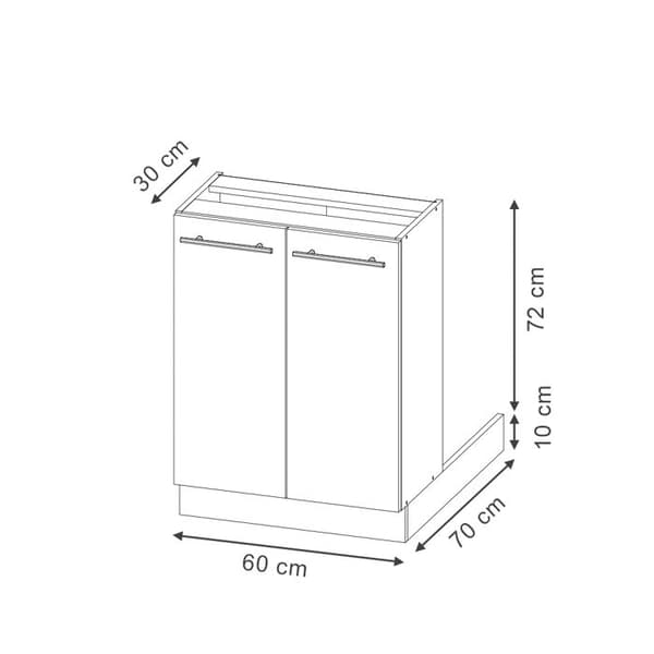 Fame-Line köksö, 60cm utan bänkskiva, Ekpanel, Vit, Vicco