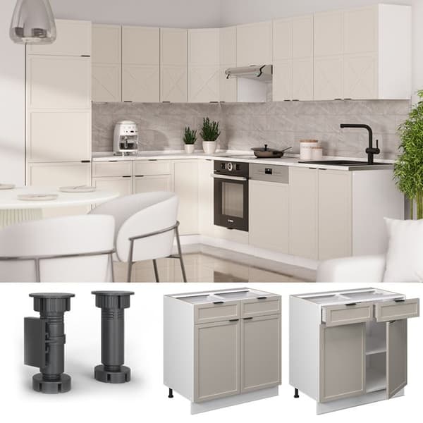 Fame-Line köksmöbler, 80cm, PT Marble, GreyBeige, White, Vicco