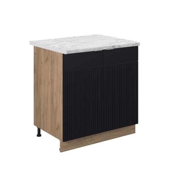Fame-Line underdiskbänk, 80 cm, PT marmor, randig svart, gyllene ek, Vicco