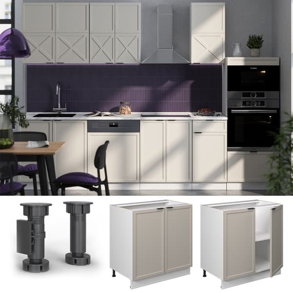 Fame-Line underdiskbänk, 80cm med hylla, PT Marble, GreyBeige, White, Vicco