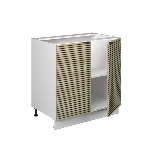 Fame-Line basdiskbänk, 80cm med hylla, PT Ek, Ekpanel, Vit, Vicco