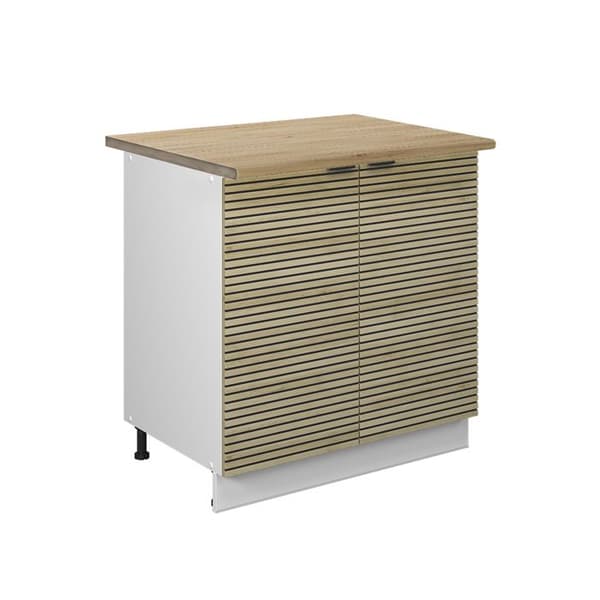 Fame-Line basdiskbänk, 80cm med hylla, PT Ek, Ekpanel, Vit, Vicco