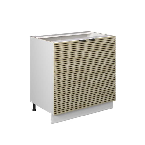 Fame-Line underdiskbänk, 80cm med hylla, utan bänkskiva, ekpanel, vit, Vicco