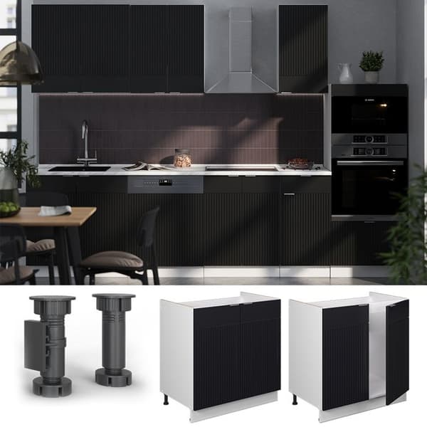 Fame-Line underdiskbänk, 80 cm, PT antracit, svart randig, vit, Vicco