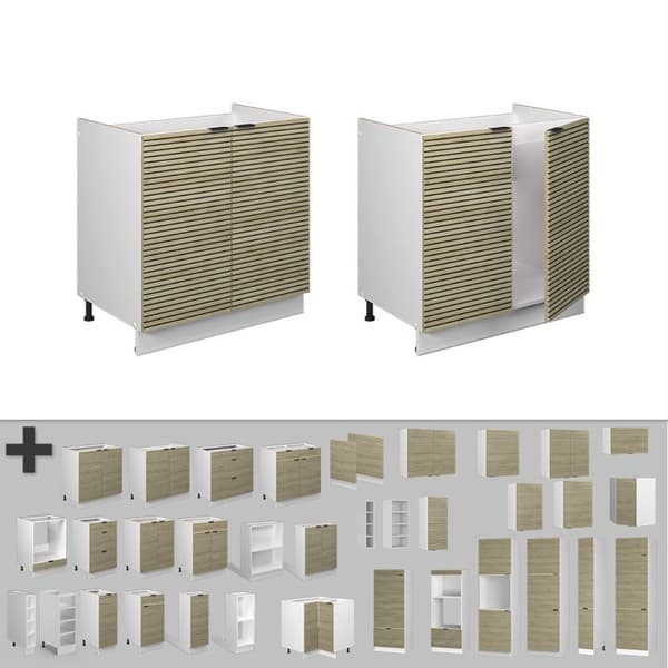 Fame-Line basdiskbänk, 80 cm, PT Marble, Ekpanel, Vit, Vicco