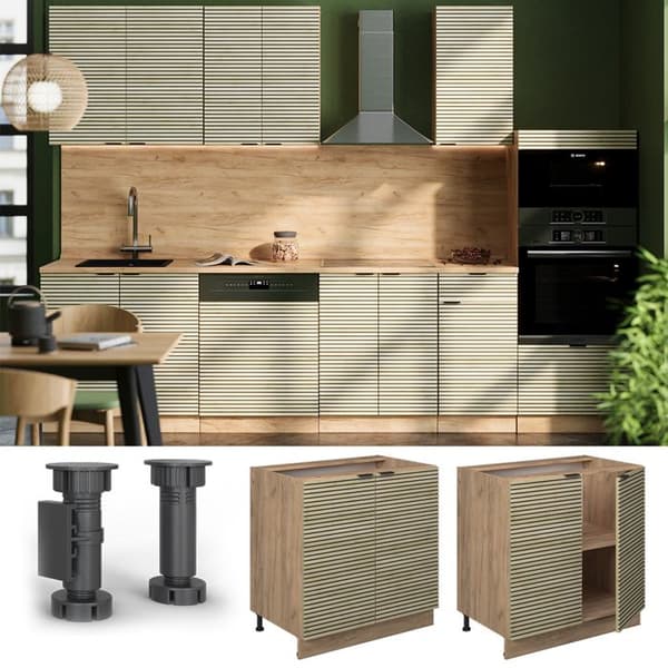 Fame-Line underdiskbänk, 80 cm med hylla, PT antracit, ekpanel, gyllene ek, Vicco