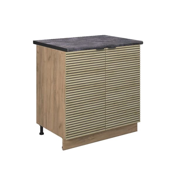 Fame-Line underdiskbänk, 80 cm med hylla, PT antracit, ekpanel, gyllene ek, Vicco