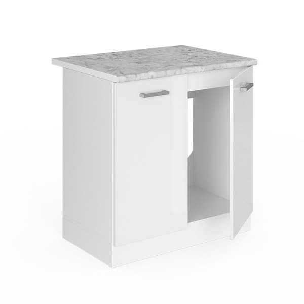 Underdel för diskho R-Line, 80cm med luckor, med PT, Vit Högglans, Vit, Vicco