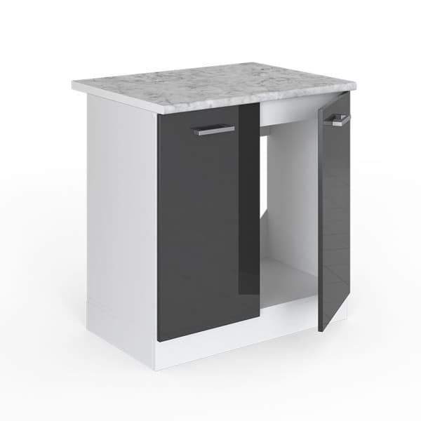 Underdel för diskho R-Line, 80cm med luckor, med PT, antracit Högblank, Vit, Vicco