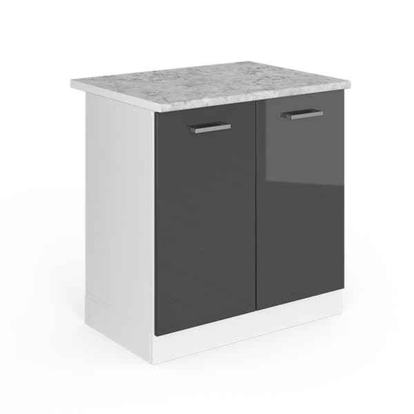 Underdel för diskho R-Line, 80cm med luckor, med PT, antracit Högblank, Vit, Vicco