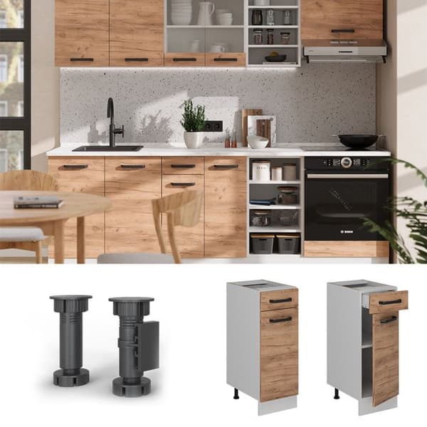 Köksmöbel R-Line, 30 cm PT Antrasit, Guld-eik, Vit, Vicco
