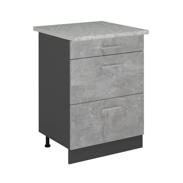 Köksmöbel R-Line, 60cm med lådor, AP Marmor, Betong, Antracit, Vicco
