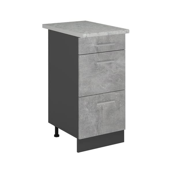 Kök Möbel R-Line, 40cm med lådor, AP Marmor, Betong, Antracit, Vicco