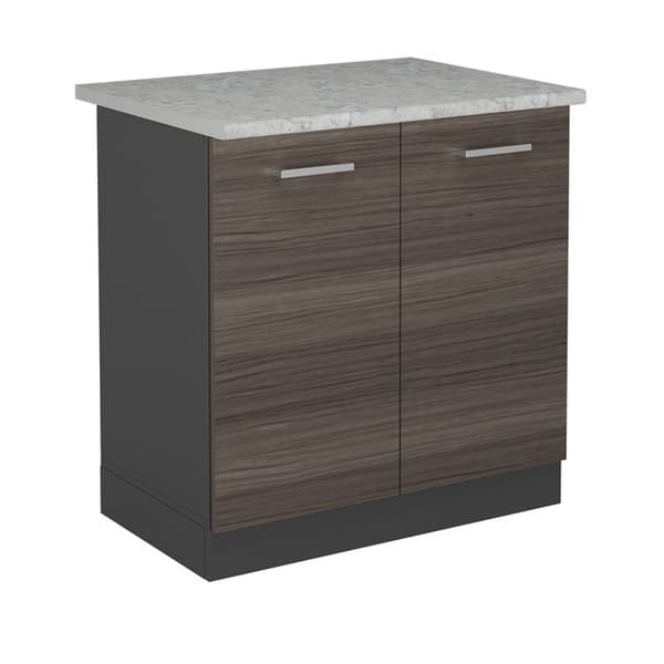 Meuble bas sous-évier R-Line, 80 cm PT Marmor, Grå ädla, Antracit, Vicco
