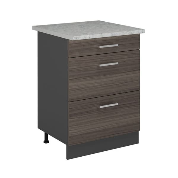 Köksmöbel R-Line, 60 cm med lådor, AP Marmor, Grå ädel, Antracit, Vicco