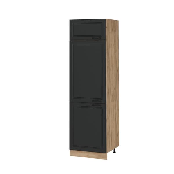 Kylskåpsskåp R-Line, 60 cm, Antracit landsbygd, Guld ek, Vicco