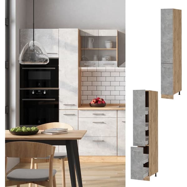 Köksmöbel R-Line, 30cm, Betong, Guldbrun ek, Vicco