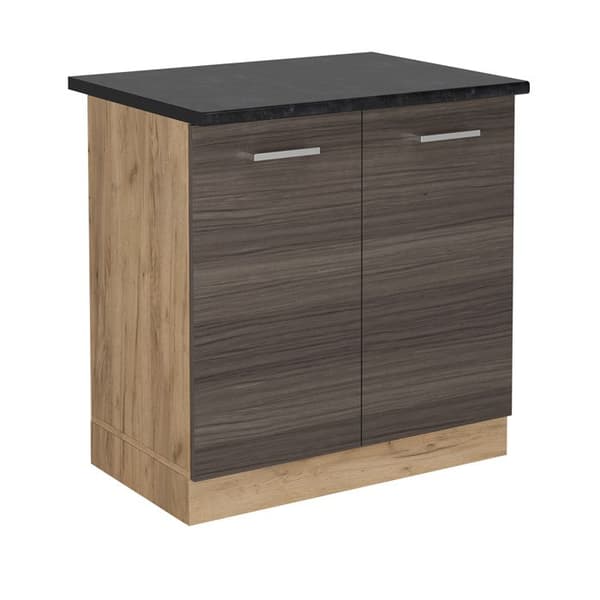 Meuble bas sous-évier R-Line, 80 cm, PT Antracit, Grå ädel, Gyllene ek, Vicco