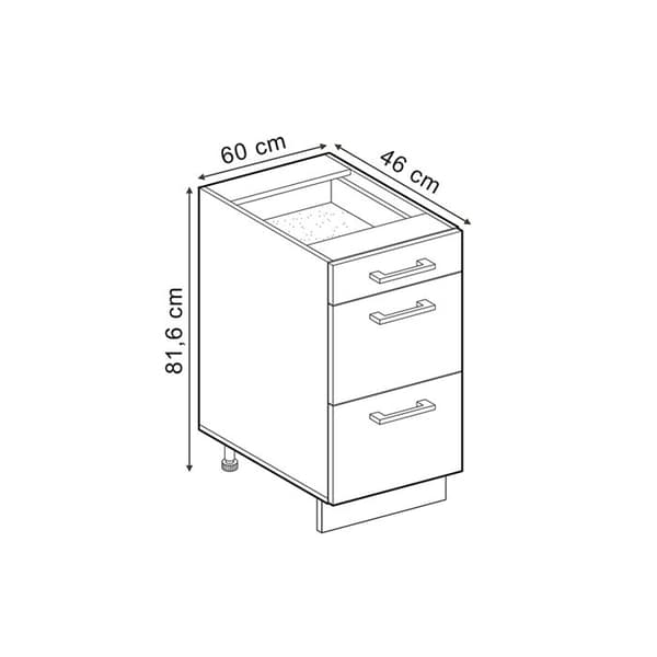 Köksmöbel R-Line, 60cm med lådor, PT Antracit, Sonoma, Gyldent ek, Vicco