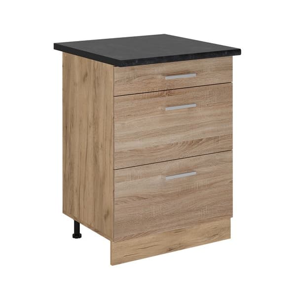 Köksmöbel R-Line, 60cm med lådor, PT Antracit, Sonoma, Gyldent ek, Vicco