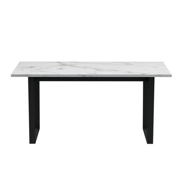Tilst spisegruppe bord hvit marmor print 90x160 4 stoler velour svart.