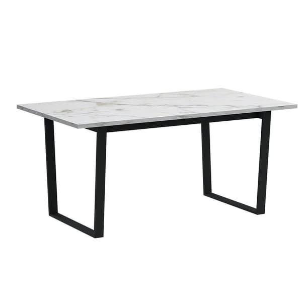 Tilst spisegruppe bord hvit marmor print 90x160 4 stoler velour grå.