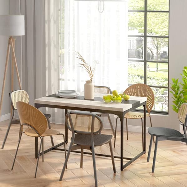 Rootz Spisebord til 6 - Industriel bord - Black Metal & Brown Table - Rummelig elegance - 120L x 89W x 75,5 timer cm