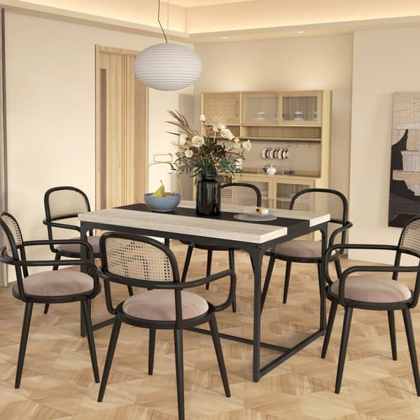 Rootz Spisebord til 6 - Industriel bord - Black Metal & Brown Table - Rummelig elegance - 120L x 89W x 75,5 timer cm