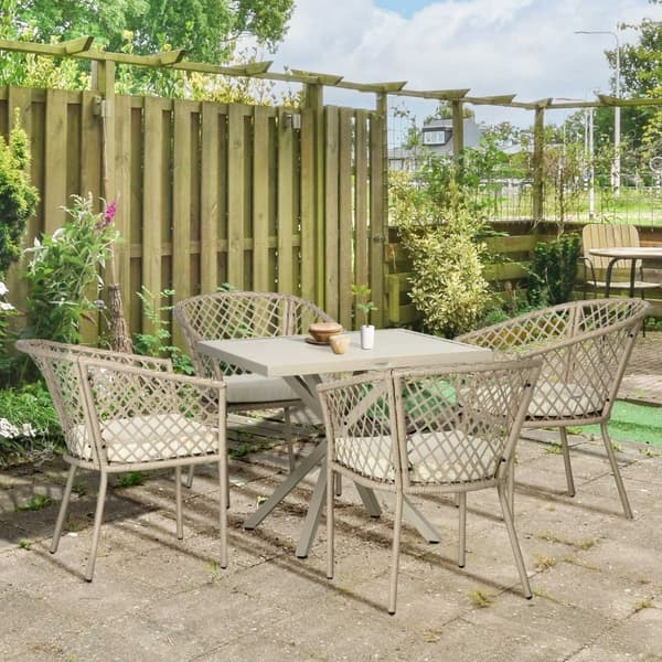 Rootz 5 Piece Garden Dining Set - Patio Matsats - Wicker Look Outdoor Furniture - Comfort CUDIONS - 85 cm x 85 cm x 72 cm bord, 63 cm x 65 cm x 81 cm