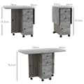 Miniatyrbild 3 av 7: ROTZ Folding Kitchen Table - Compapible Dining Table - Space -Bavare Table - 2 fällbara toppar, 2 lådor, skåp - 120x60x76,5 cm - Grå