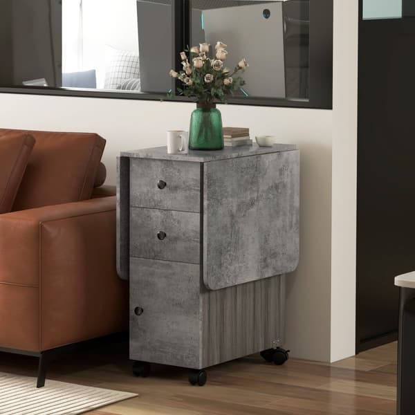 ROTZ Folding Kitchen Table - Compapible Dining Table - Space -Bavare Table - 2 fällbara toppar, 2 lådor, skåp - 120x60x76,5 cm - Grå