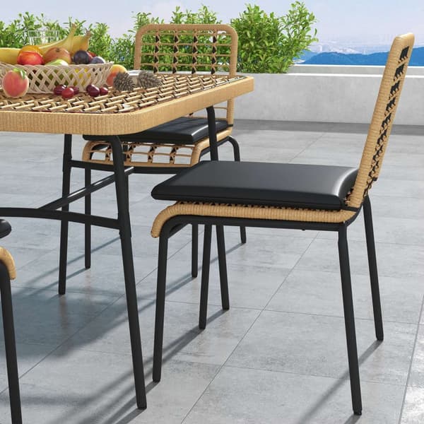 Rootzin 5 -osainen Rattan Garden Furturn Set - Patio -ruokasali - Ulkopöytä ja tuolit - Pysähdytetty mukavuus - Pöytä: 120x70x74cm, tuolit: 50x62x86cm