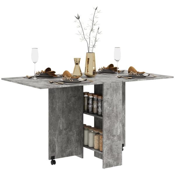 Rootz foldekøkkenbord - Spisebord - Multifunktionelle møbler - Rumbesparende design - 75W x 140d x 74h cm med hylder og hjul