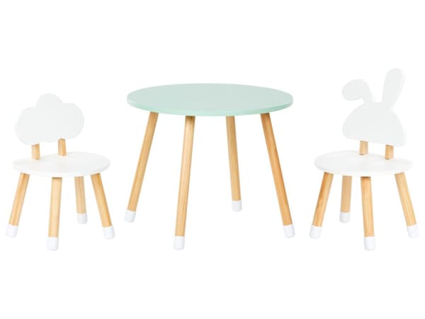Barnebord med 2 stoler Hvit Lyst tre MDF Gulvbeskyttere Moderne design Barnerom
